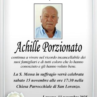 Achille Porzionato, anniversario