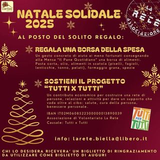 Natale Solidale 2025 a Biella, non il classico regalo ma una borsa della spesa