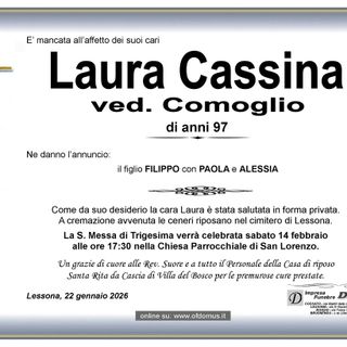Laura Cassina, ved. Comoglio