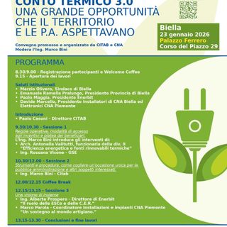 Conto Termico 3.0: A Biella un convegno per territorio e Pubbliche Amministrazioni