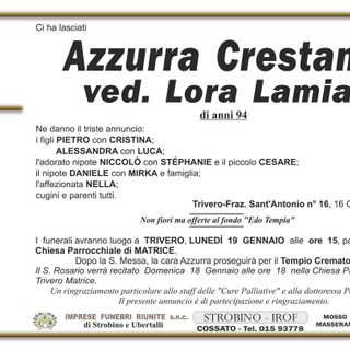 Azzurra Crestani, ved. Lora Lamia Azzurra Crestani, ved. Lora Lamia
