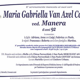 Maria Gabriella Van Axel Castelli, ved. Manera