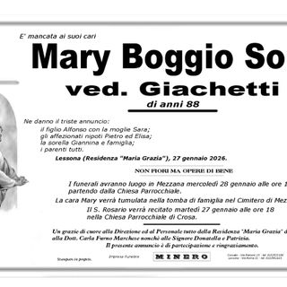 Mary Boggio Sola, ved. Giachetti