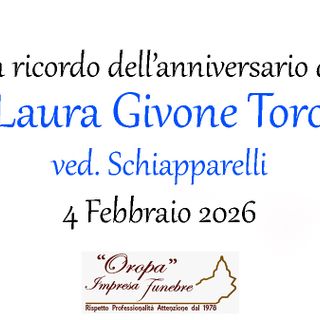 Laura Givone Toro, ved. Schiapparelli - Anniversario