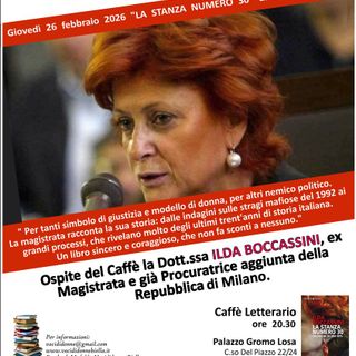 Caffè Letterario: a Biella l’incontro con Ilda Boccassini per “La stanza numero 30”