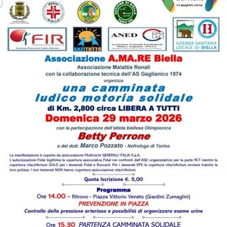 Biella cammina per la salute con l'associazione A.MA.RE Biella cammina per la salute con l'associazione A.MA.RE