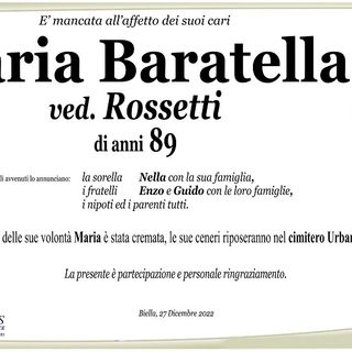 Maria Baratella, Ved. Rossetti