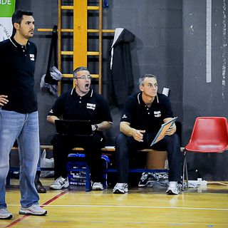 Lo staff tecnico del Biella Volley (Foto Corrado Sartini)