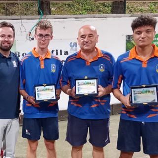 Matteo Macario,  Ettore Levis,  Santo Bevilacqua secondi a Morsasco - Foto Federbocce