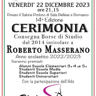 A Sala Biellese la Consegna delle Borse di Studio: la 14° edizione.