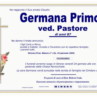 Germana Primon ved. Pastore Germana Primon ved. Pastore