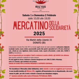 Donato: torna il Mercatino della Solidarietà il 1° e 2 febbraio.