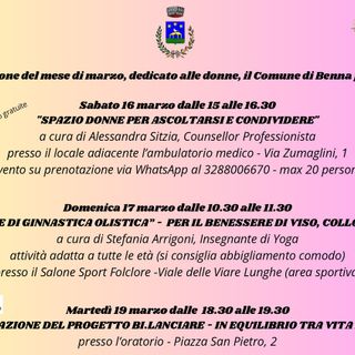 Benna festeggia la donna con tante iniziative