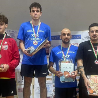 Vincenzo Carmona, primo da destra, grande protagonista nel torneo di Cortemaggiore - Foto TT Biella