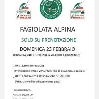 Fagiolata con gli alpini di Brusnengo e Curino domenica 23 febbraio