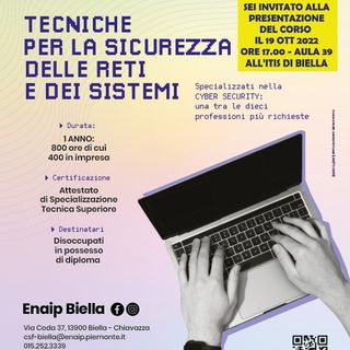 “Tecniche per la sicurezza delle reti e dei sistemi” , la presentazione oggi all'Itis di Biella