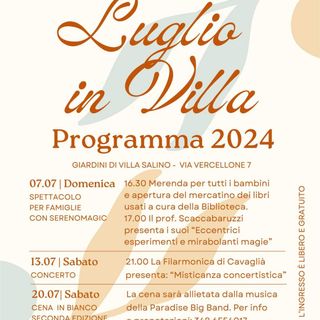 Luglio in Villa a Cavaglià: presentato il programma 2024.