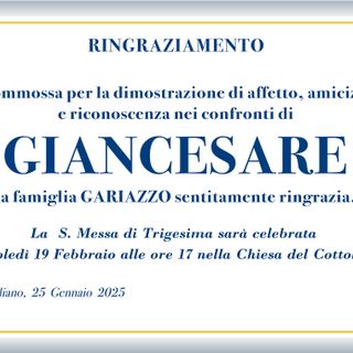 Ringraziamento Gariazzo