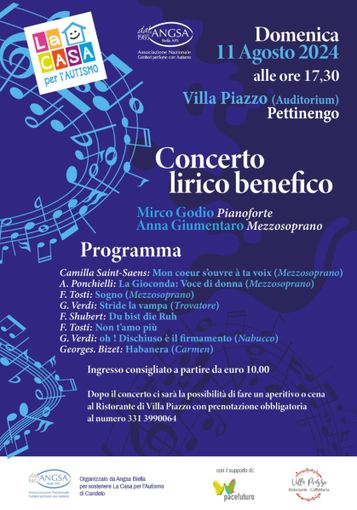 Concerto lirico benefico a Pettinengo: un evento musicale a sostegno della casa per l'Autismo di Candelo