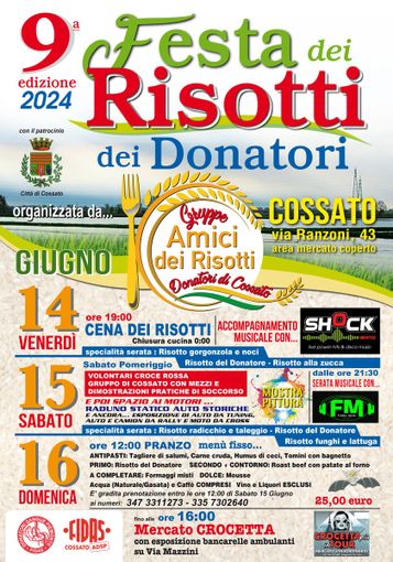 A Cossato torna la "Festa dei risotti dei Donatori"