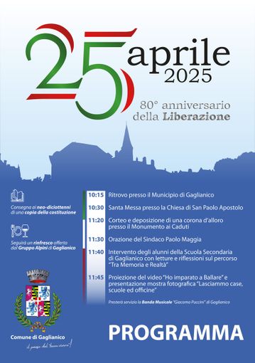 Gaglianico celebra l’80° anniversario della Liberazione: memoria, giovani e comunità al centro delle commemorazioni