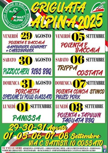 A Cossato, Grigliata Alpina 2025!