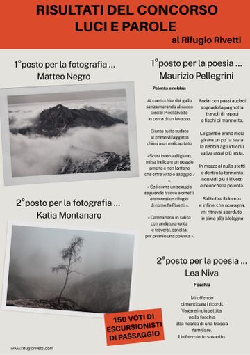 "Luci e parole" del Rifugio Rivetti, chi sono i vincitori del concorso