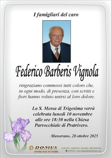 Federico Barberis Vignola - Ringraziamenti Federico Barberis Vignola - Ringraziamenti