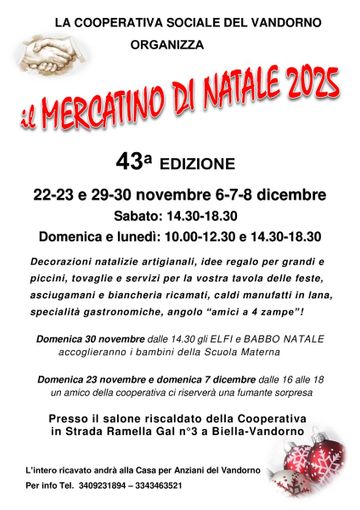 Al Vandorno torna il mercatino di Natale