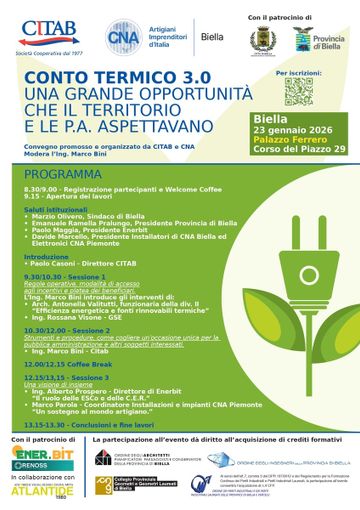 Conto Termico 3.0: A Biella un convegno per territorio e Pubbliche Amministrazioni Conto Termico 3.0: A Biella un convegno per territorio e Pubbliche Amministrazioni