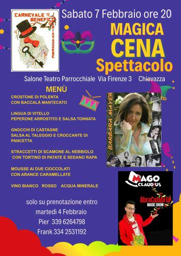 A Chiavazza una serata pensata per tutti: la "Magica Cena Spettacolo”