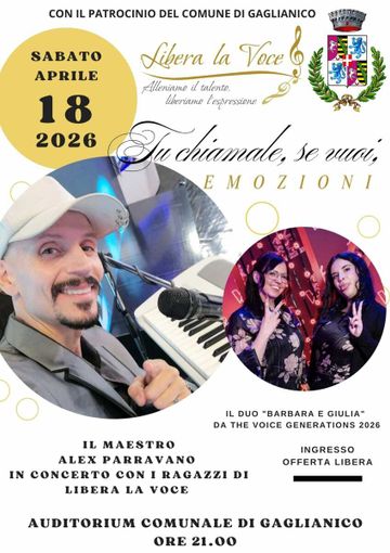 “Tu chiamale se vuoi, emozioni” a Gaglianico una serata evento dedicata alla grande musica d'autore con Alex Parravano “Tu chiamale se vuoi, emozioni” a Gaglianico una serata evento dedicata alla grande musica d'autore con Alex Parravano
