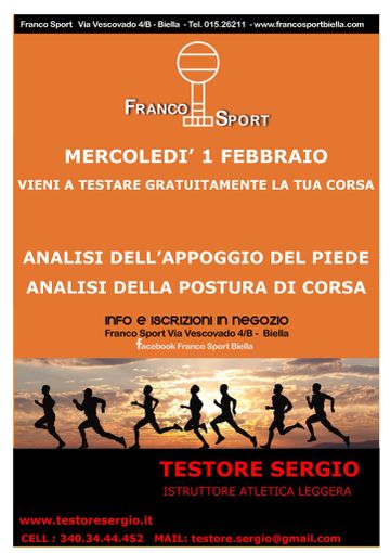 Running: Da Franco Sport, l’analisi della postura e dell’appoggio del piede Running: Da Franco Sport, l’analisi della postura e dell’appoggio del piede