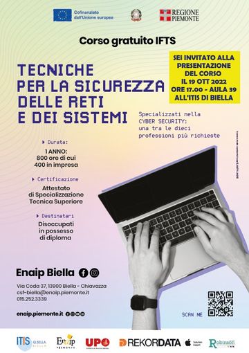 “Tecniche per la sicurezza delle reti e dei sistemi” , la presentazione oggi all'Itis di Biella
