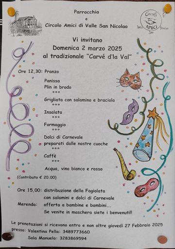 A Valle San Nicolao il "Carvè d'la Val" domenica 2 marzo