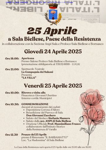 25 Aprile a Sala tra tradizione, teatro e buon cibo 25 Aprile a Sala tra tradizione, teatro e buon cibo