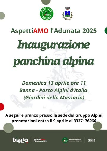 AspettiAMO l'Adunata, domenica a Benna l'inaugurazione della panchina dedicata all'evento e ai 60 anni del gruppo