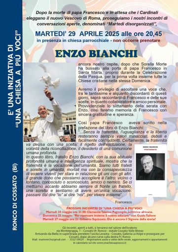 Enzo Bianchi, ospite di "Una chiesa a più voci" Enzo Bianchi, ospite di "Una chiesa a più voci"