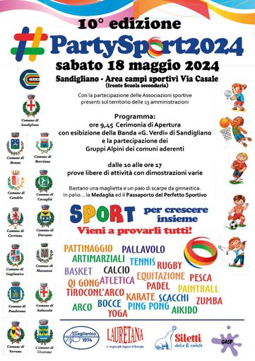 A Sandigliano tutto pronto per il Party Sport alla 10° edizione