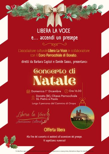 Concerto di Natale a Donato: “Libera la voce e… accendi un presepe”. Concerto di Natale a Donato: “Libera la voce e… accendi un presepe”.
