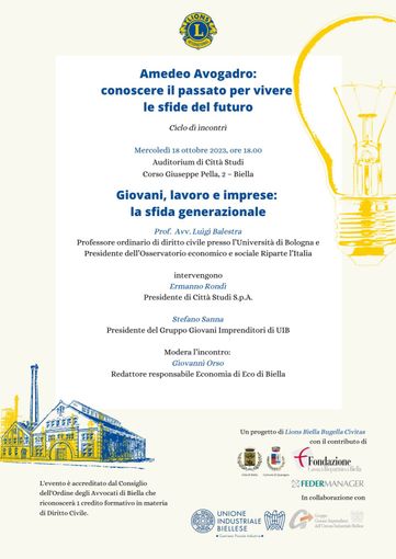 Biella, a Città Studi “Lavoro e futuro dei giovani”: l’incontro con l’avvocato Balestra.