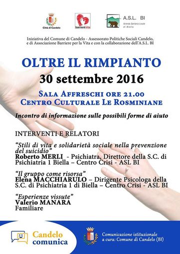 Candelo: Questa sera "Oltre il rimpianto", prevenzione al suicidio
