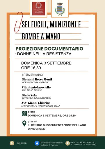 A Viverone un documentario sulle donne nella resistenza: “Sei fucili, munizioni e bombe a mano” A Viverone un documentario sulle donne nella resistenza: “Sei fucili, munizioni e bombe a mano”