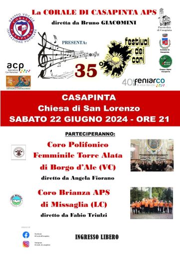 35° festival dei Cori: a Casapinta si festeggia cantando. 35° festival dei Cori: a Casapinta si festeggia cantando.