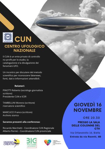 Centro Ufologico Nazionale, fra scienza e fake news: l’incontro biellese.