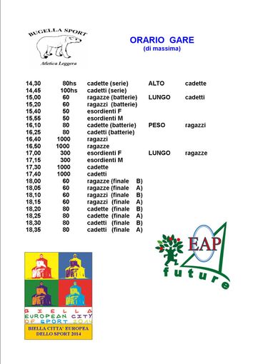 Atletica giovanile - Sabato a Biella il meeting "Gomitolo di Lana"