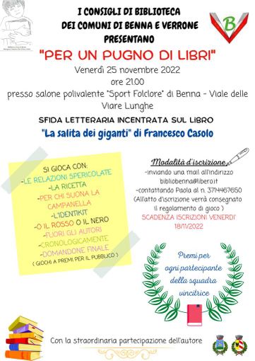 Benna, “Per un pugno di Libri”, ultimi giorni per iscriversi Benna, “Per un pugno di Libri”, ultimi giorni per iscriversi