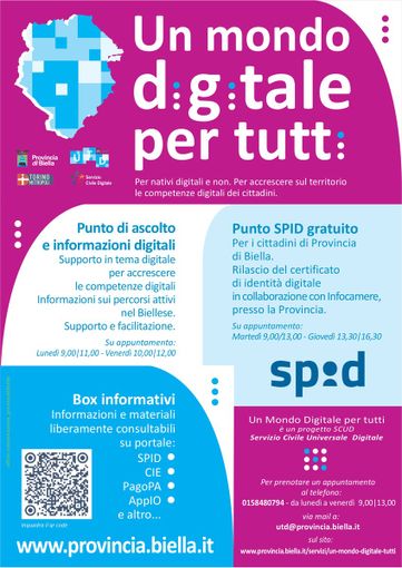 Sportello digitale: “Un mondo digitale per tutti” cresce in Provincia di Biella.