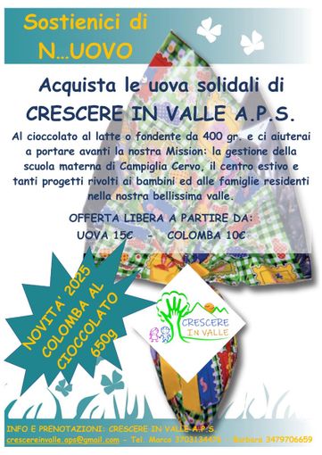 “Sostienici di n…uovo”: un'iniziativa per i bambini della Valle Cervo