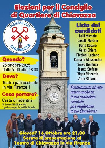 Biella, consigli di quartiere: Insieme per Chiavazza si presenta ai cittadini